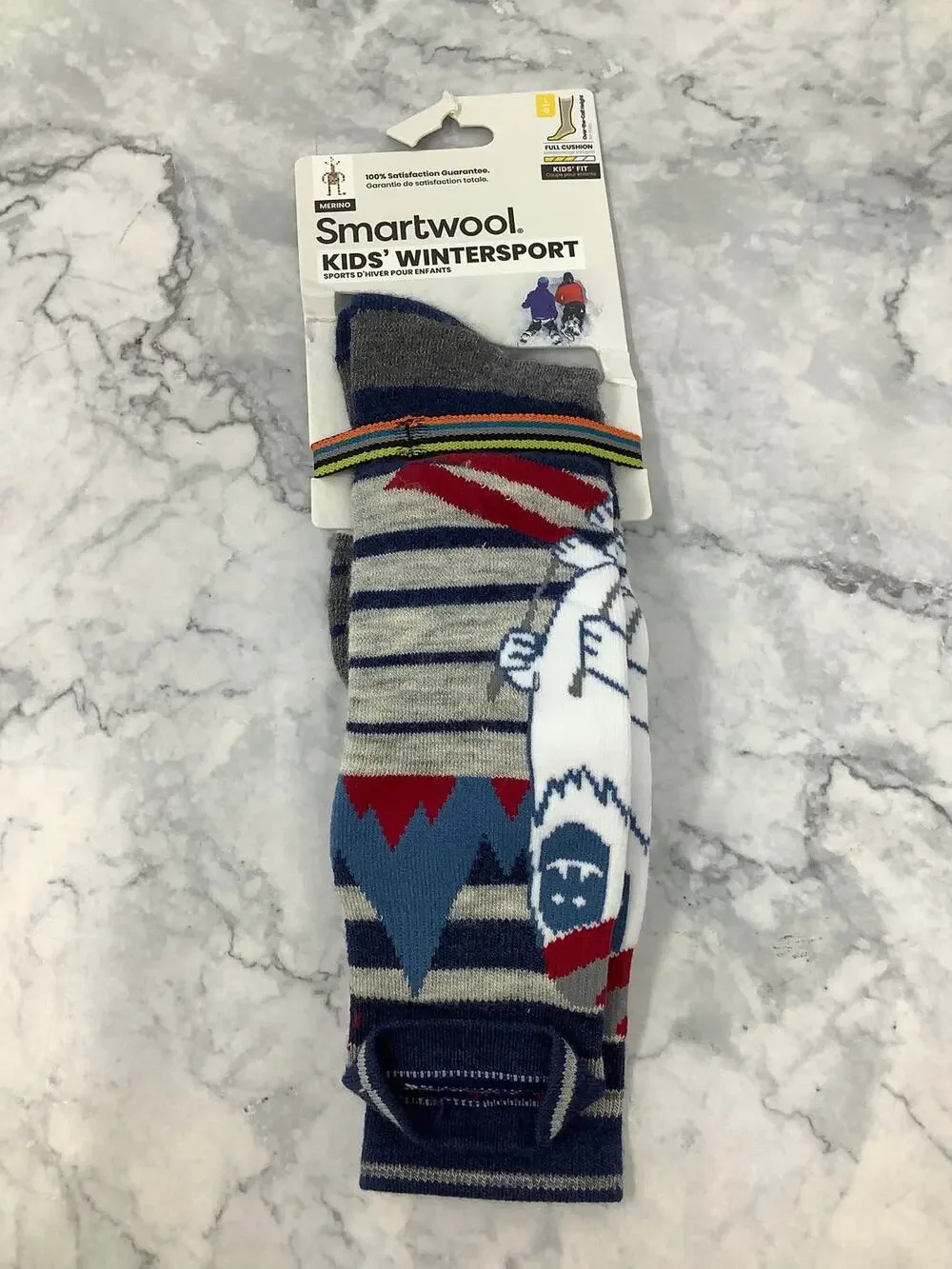 Smartwool Kids Large Blue Wintersport Yeti Pattern Full Cushion OTC Socks L9-39